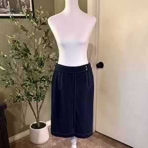 Banana Republic Navy Midi Skirt with Contrast Stitching